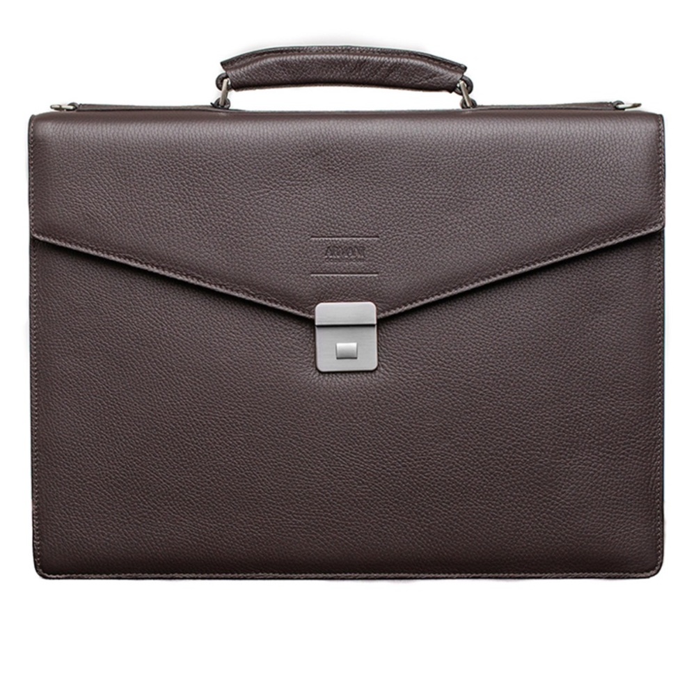 Armani Collezioni Dark Brown Grained Briefcase Bag